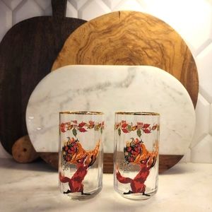 Anthropologie Inslee Fariss Autumn Bounty Juice Glass Fox Set Of 2